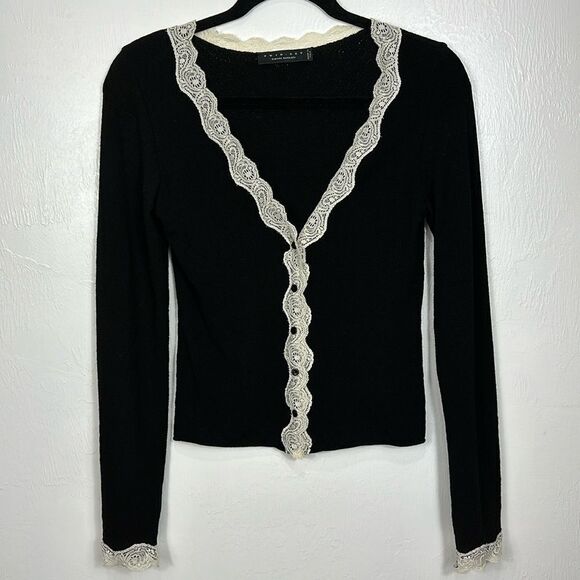 Twin Set by Simona Barbieri Viscose Blend Trim Cardigan In Black Size S - Picture 1 of 8